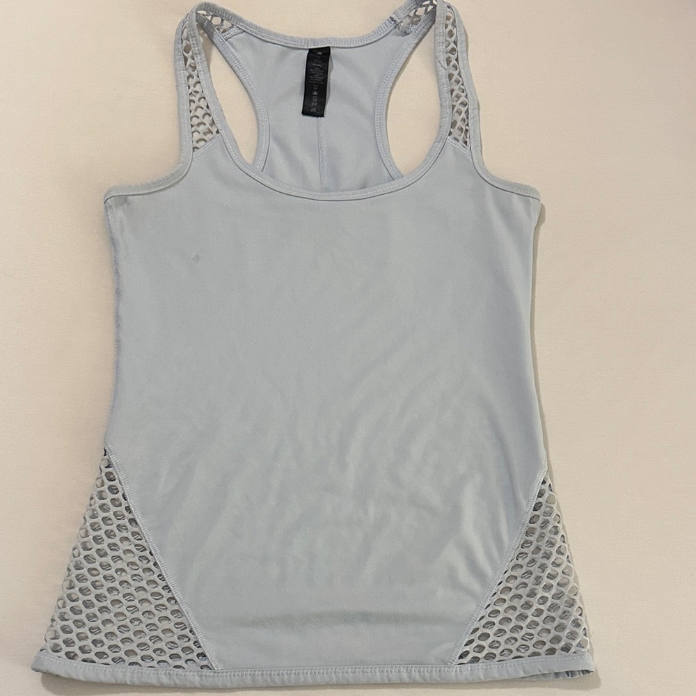 Yogalicious Light Gray Tank Top with Mesh Accents